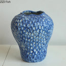Axyaa Strawberry Blue Porcelain Vase | Table Decoration & Room Floral Vases