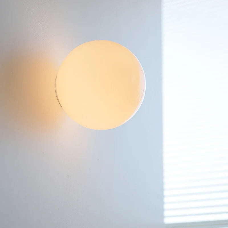 Axyaa White Glass Ball LED Wall Sconce - Modern Bedroom Bar Decor Light