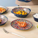 Axyaa Ceramic Shallow Plate, Nordic Retro Design, Round Salad and Steak Plate