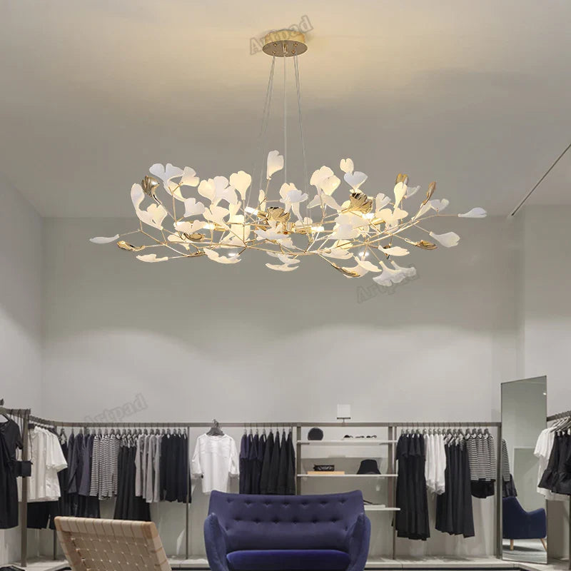 Luxury Axyaa Ginkgo Leaves Chandelier for Stairs, Hotel, Living Room, Bedroom - Nordic Design