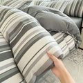Axyaa Stripe Bedding Set: Single Full Queen King Size Duvet Cover with Pillowcases