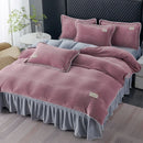 Axyaa Winter Warm Mink Fleece 4-Piece Bed Skirt Set