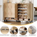 Axyaa 6-Tier Wooden Shoe Cabinet with Doors, Adjustable Shelves Organizer