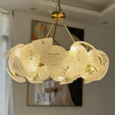 Axyaa Petal Glass LED Chandelier - Luxury Gold Metal Pendant Light