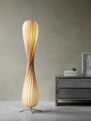 Axya Silent Wind Floor Lamp with Pleated Wooden Shade for Home Decor