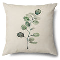 Axyaa Green Leaf Linen Pillowcase, Simple Style Decorative Sofa Cushion Cover