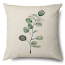 Axyaa Green Leaf Linen Pillowcase, Simple Style Decorative Sofa Cushion Cover