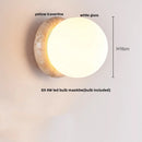 Axyaa Modern LED Stone Wall Light Fixture White Glass Globe Yellow Travertine