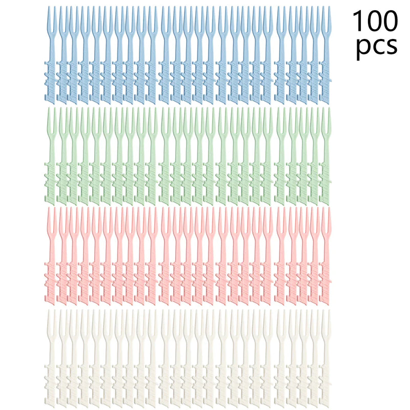 Axyaa Reusable Plastic Fruit Fork Set for Kitchen, Picnic, Camping - 100PCS