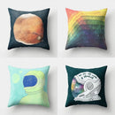 Axyaa Cartoon Star Astronaut Pillow Cover 45x45cm - Cute Moon Rocket Design.