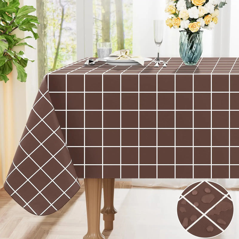 Axyaa Buffalo Flannel Backed Tablecloth: Waterproof, Wipeable, Outdoor, Rectangle Table Cover