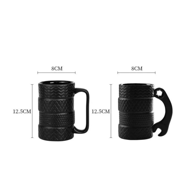 Axya Black Tyre Wrench Splicing Ceramic Mug