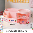 Axyaa Desktop Organizer Drawer, Transparent Plastic Multifunction Pen Holder Cute Design