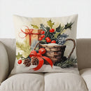 Axyaa Festive Berries & Greenery Pillow Cover for Sofa, Bedroom & Car
