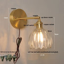 Axyaa Glass Copper Switch Wall Sconce Nordic Modern Bedside Lamp Wandlamp