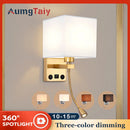 Axyaa LED USB Bedside Lamp Wall Spotlight 360° Rotation Modern Indoor Lighting