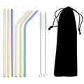 Axyaa Stainless Steel Reusable Straw Set with Cleaning Brush