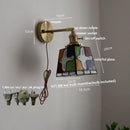 Axyaa Tiffany Style Glass Wall Light Fixture - Colorful LED Bedroom Lamp