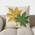 Axyaa Green & Gold Leaf Pattern Pillow Cover for Sofa, Bedroom & Car