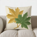 Axyaa Green & Gold Leaf Pattern Pillow Cover for Sofa, Bedroom & Car