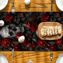 Axyaa Halloween Skull Flower Table Runner