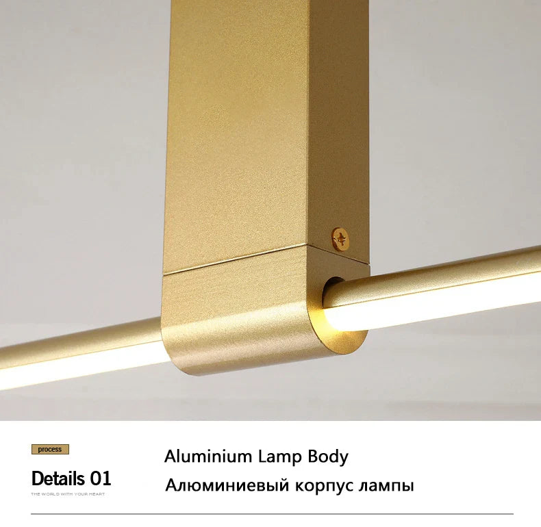 Axyaa 120cm Long Ceiling Lamps - Gold, Black, White Options