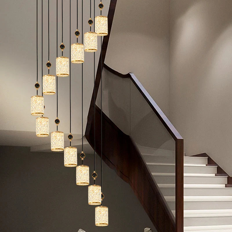 Axyaa Chinese Style Long Chandelier - High-End Fashion Villa Stair Lamp