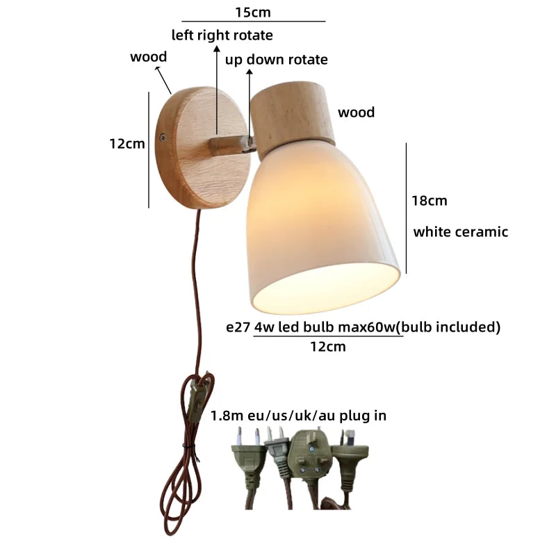 Axyaa Ceramic LED Wall Sconce: Japanese Style, White Glazed, Indoor Art Fixture