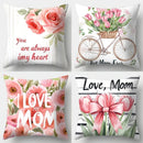 Axyaa Mother's Day Flower Pillowcase Set - 45x45cm Square Decor Sofa Pillow
