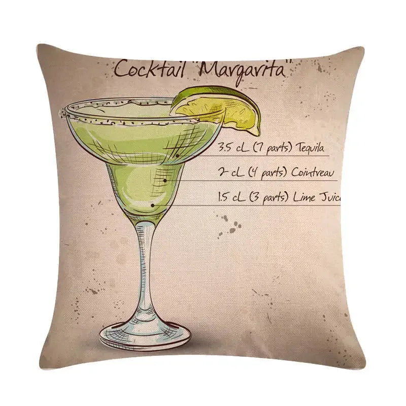 Martini Tequila Print Cushion Cover - Creative Home Decor by Axyaa