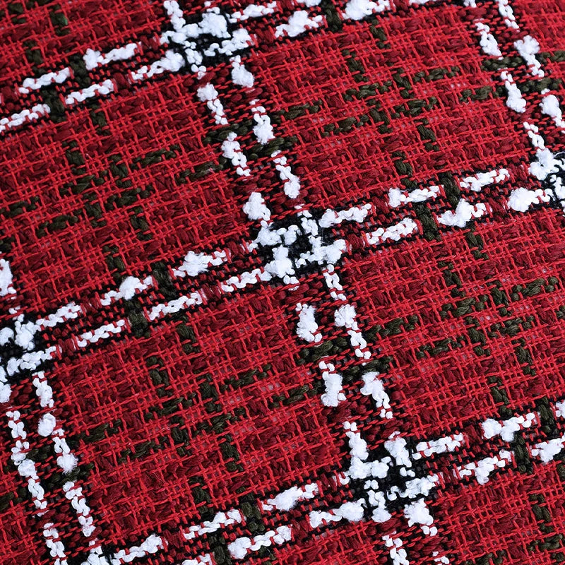 Axyaa Christmas Plaid Retro Pillowcase 45x45 Red Soft Cushion Cover