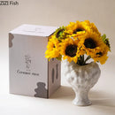 Axyaa Ceramic Vase: Aesthetic Irregular Shape Floral Desk Decoration