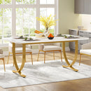 Axyaa 63" Faux Marble Top Dining Table: Modern Kitchen Table