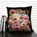 Axyaa Mermaid Linen Cushion Cover for Living Room Sofa Decoration