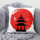 Axyaa Lucky Cat Mount Fuji Art Cushion Cover - Japanese Style Throw Pillow