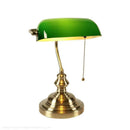 Axyaa European Antique Style Brass Desk Lamp Green Banker Reading Light