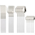 Axyaa 24Pcs Stainless Steel Cutlery Set Silver Western Dinnerware Flatware