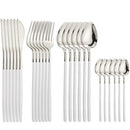 Axyaa 24Pcs Stainless Steel Cutlery Set Silver Western Dinnerware Flatware