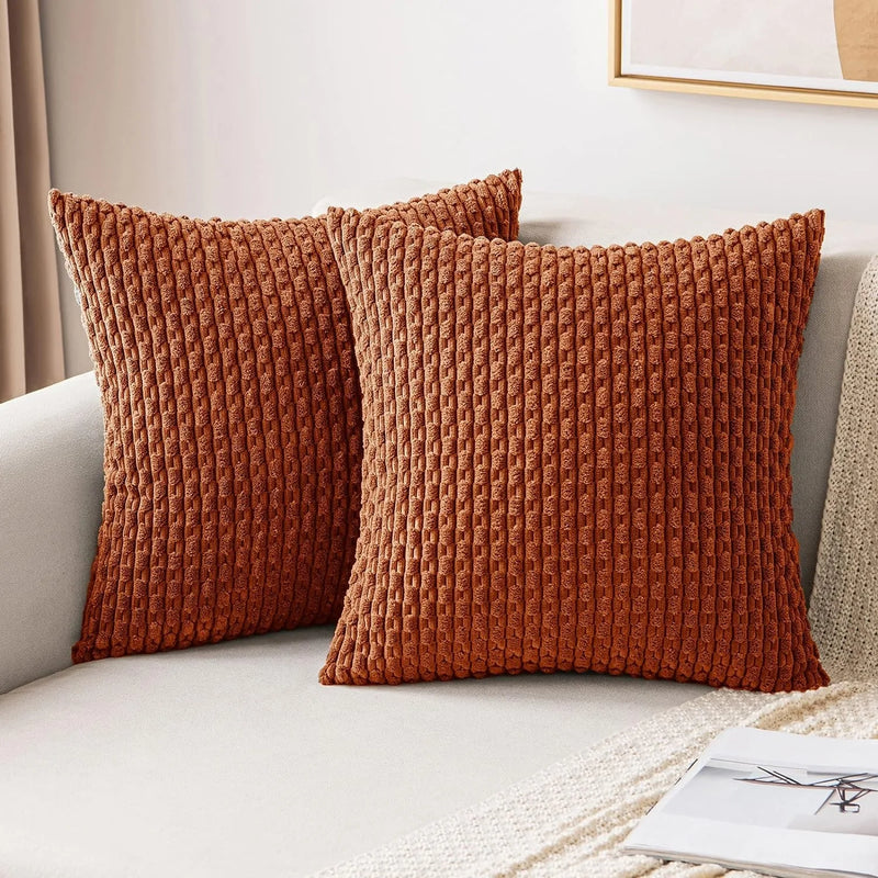 Axyaa 18x18 Corduroy Throw Pillows for Sofa, Bed & Living Room