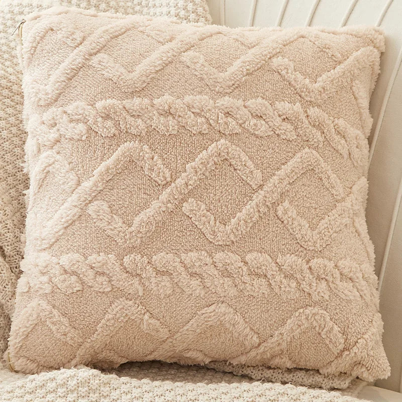 Axyaa Pink Velvet Geometric Cushion Cover 45*45cm for Home Living Room