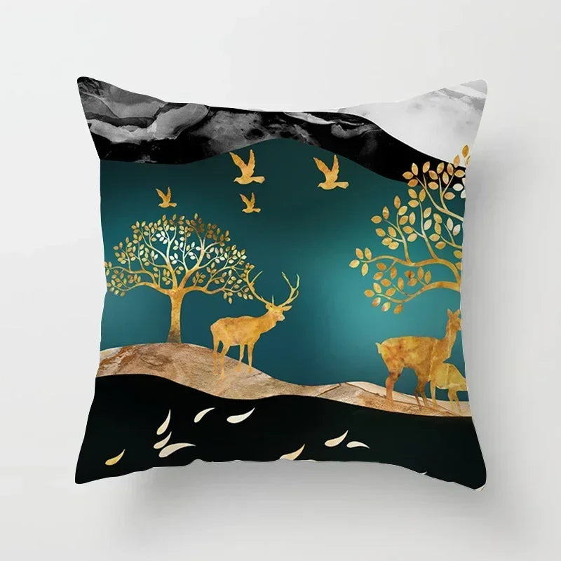 Golden Tree Forest Pillow Case by Axyaa: Car/Home Sofa Bed Decor, 45x45cm Decorative Cushion Cover