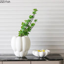 Axyaa White Resin Vase Petal Ornament Artistic Flower Vessels Decor Dried Flower Vases