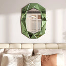 Axyaa Modern Irregular Accent Mirror 100x72cm Green/Gold/Silver for Living Room Entry