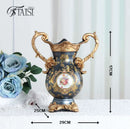 Axyaa European Luxury Double Ear Vase Home Decoration Handicraft Living Room Decor