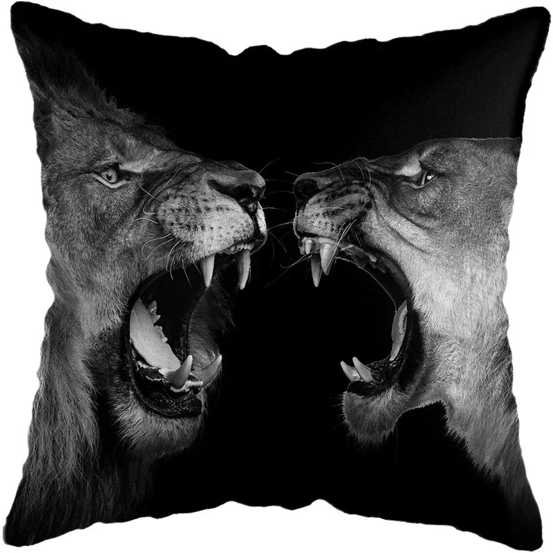 Wild Animals Lions Tigers Cushion Cover - Axyaa Luxury Home Decor