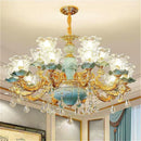 Luxury Crystal Blue Ceramic Chandelier for Living Room Ceiling by Axyaa
