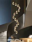 Axyaa Nordic Crystal Chandelier: Elegant Ceiling Lighting for Living Room Villa & Staircase