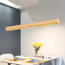 Axyaa Nordic Wood Round Bar Pendant Lamp for Living Dining Room - LED Light