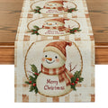 Snowman Holly Berries Table Runner by Axyaa: Festive Kitchen & Dining Decoration