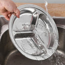 Axyaa Stainless Steel Divided Round Serving Tray Dinner Plates Canteen Lunch Dishes